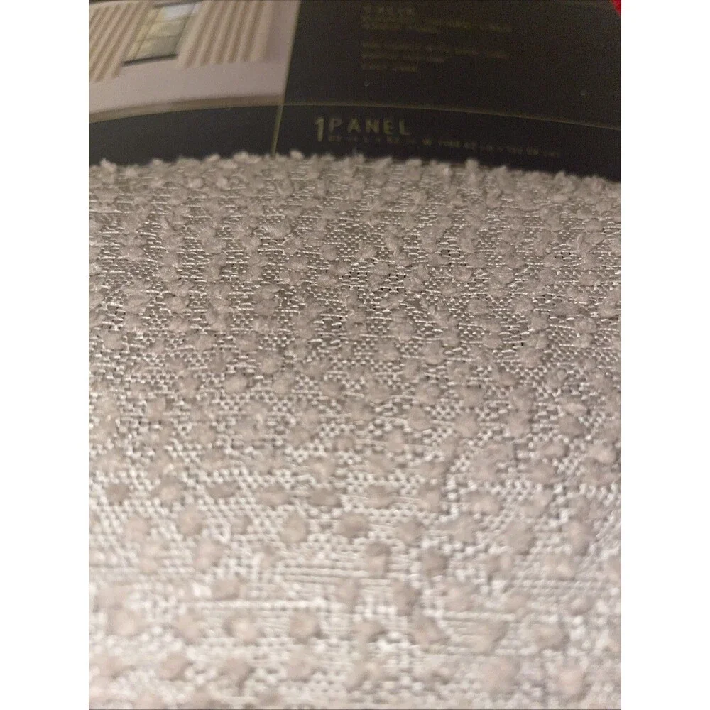 63”x52” Blackout Textured Plaid Curtain Thermal Lined Boucle Tan